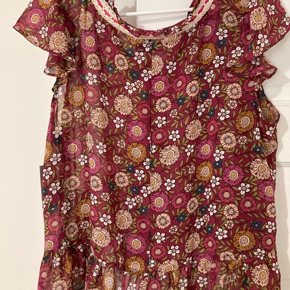 Floral Pink Blouse with Lace Trim NWTS - Picture 7 of 11